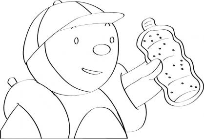 coloriage t choupi leve sa bouteille en l air